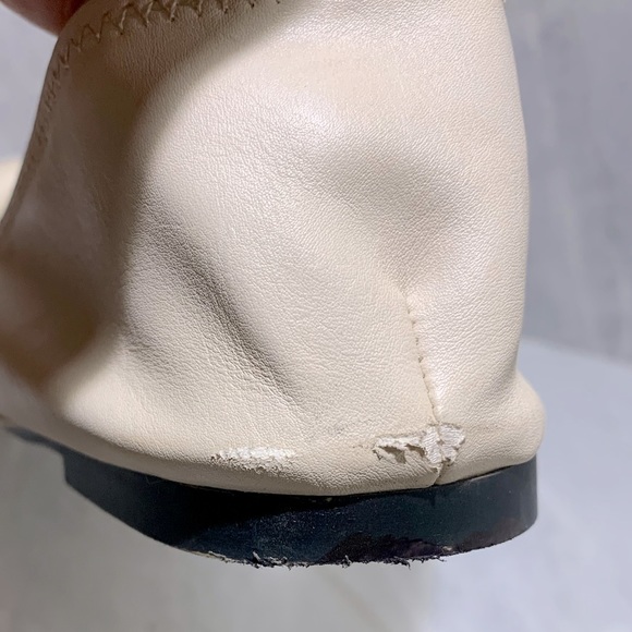 Zara cream leather soft back ballet flats  with top knot size 39 - Picture 6 of 9